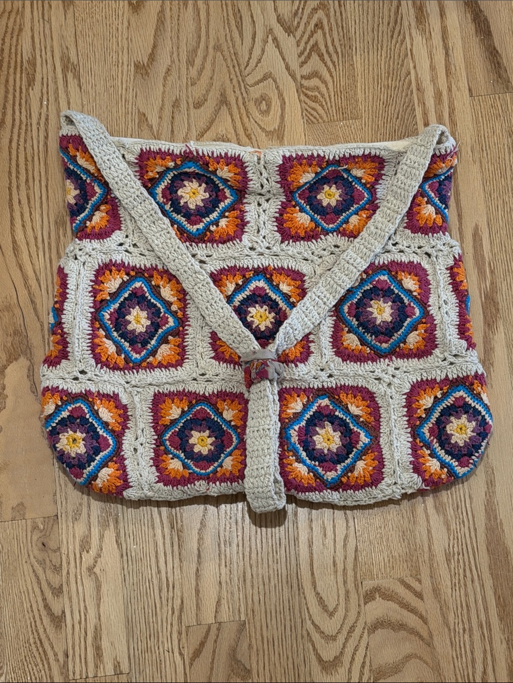 Free People Cream Crochet Patchwork Tote with Multicolor Accents - Picture 3 of 4